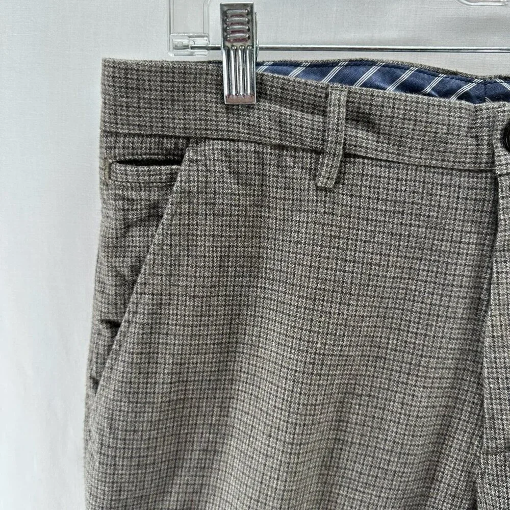 Banana Republic Pants Mens 34 Straight Fit Pockets Houndstooth Preppy Brown Gray